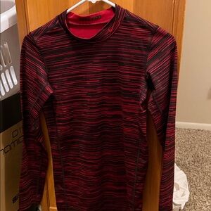Nike Pro Red and Black Striped Top